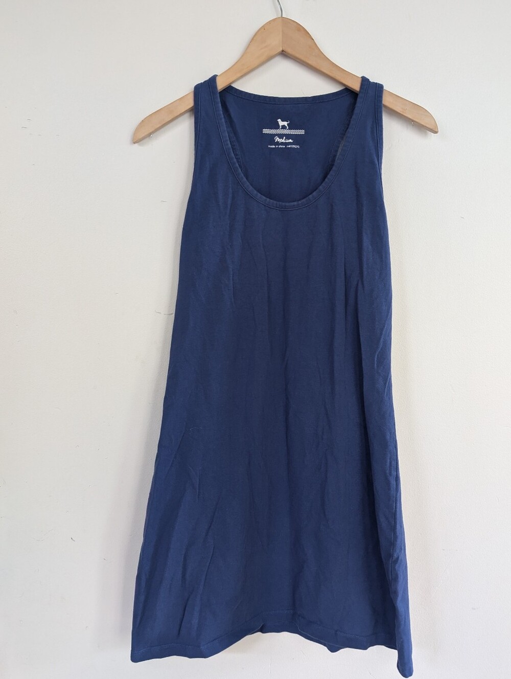 The Black Dog Cotton Racerback Scoop Neck Tank Dress Blue M Medium